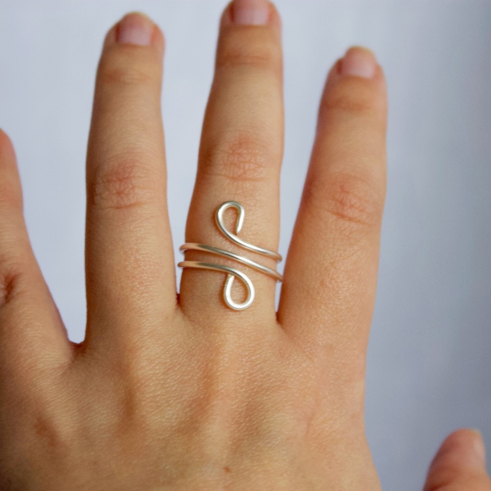 3 Wrap Silver Wire Ring